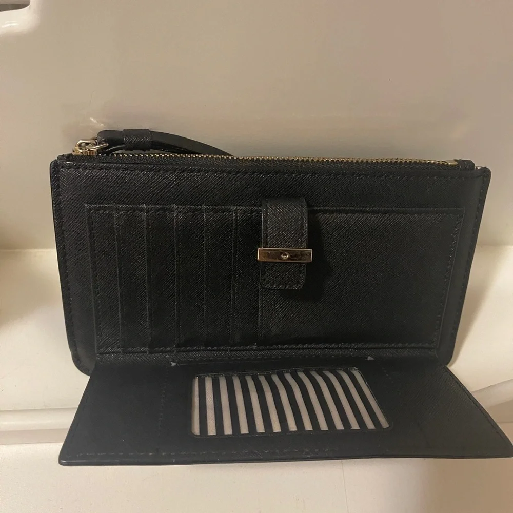 Kate Spade Wallet Wristlet Cedar Street Karolina Rooster Black Leather
